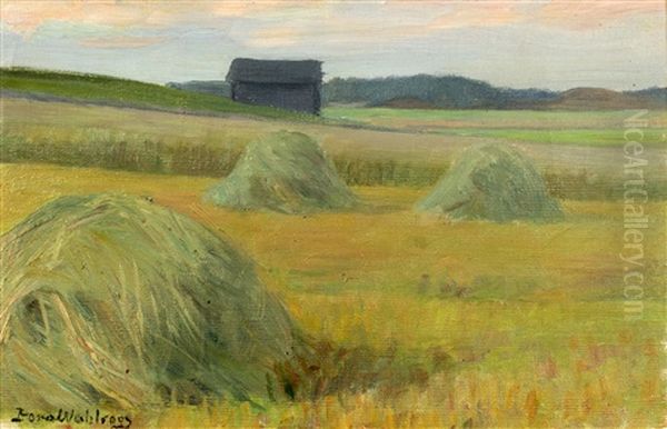 Field Oil Painting by Dora Wahlroos