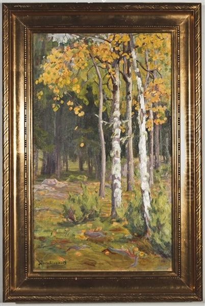 Birches Oil Painting by Dora Wahlroos