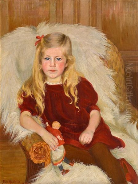 Portrait Of A Girl Oil Painting by Dora Wahlroos