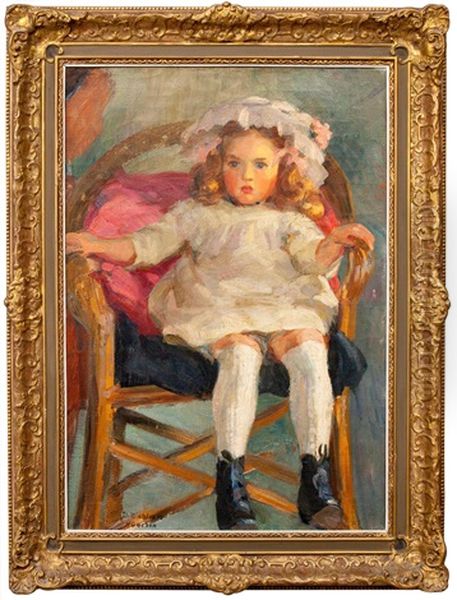 Girl Sitting Oil Painting by Dora Wahlroos