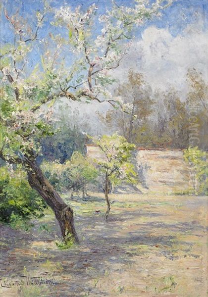 Blommande Frukttrad - Frankrike Oil Painting by Charlotte Constance Wahlstroem