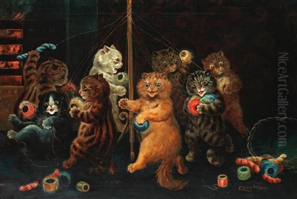 The Maypole Oil Painting by Louis Wain