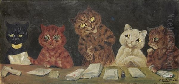 Court Proceedings Oil Painting by Louis Wain