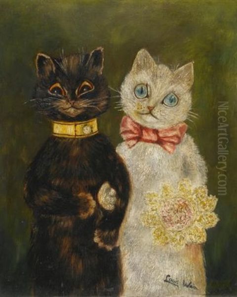 The Bride And Groom Oil Painting by Louis Wain