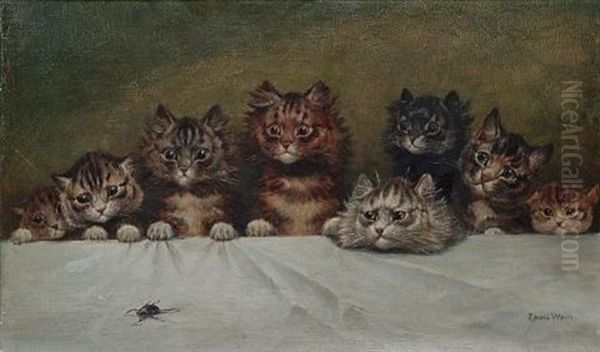 All Eyes On The Beetle Oil Painting by Louis Wain