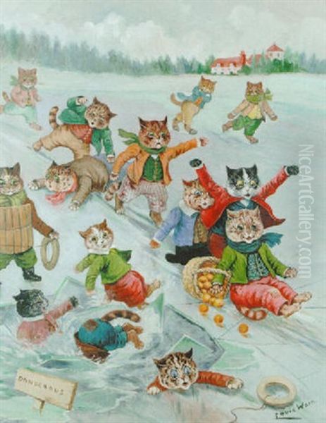 Skating On Thin Ice by Louis Wain