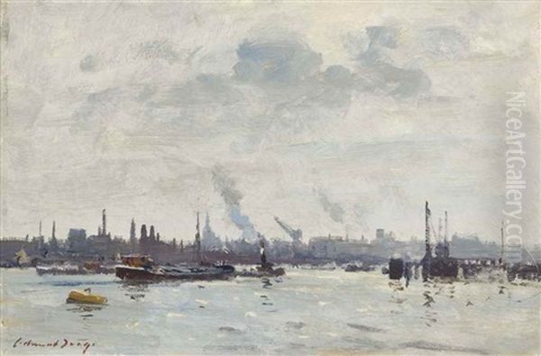 The River Ij At Amsterdam Oil Painting by Edward Wilkins Waite