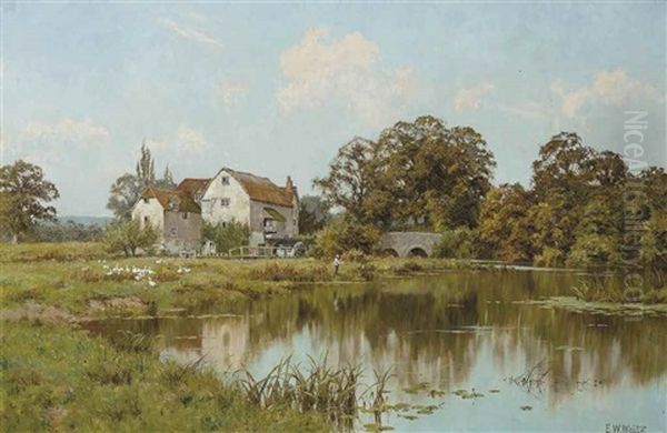 The Old Watermill Oil Painting by Edward Wilkins Waite