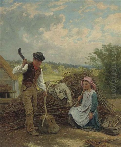 Helping A Neighbor Oil Painting by James Clarke Waite