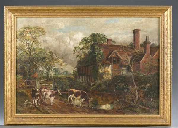 A Warwickshire Farm Oil Painting by Robert Thorne Waite