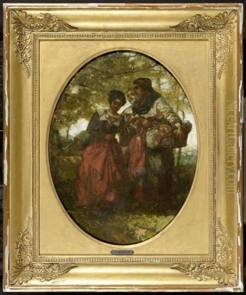 Three Women At The Well Oil Painting by Gustave Brion