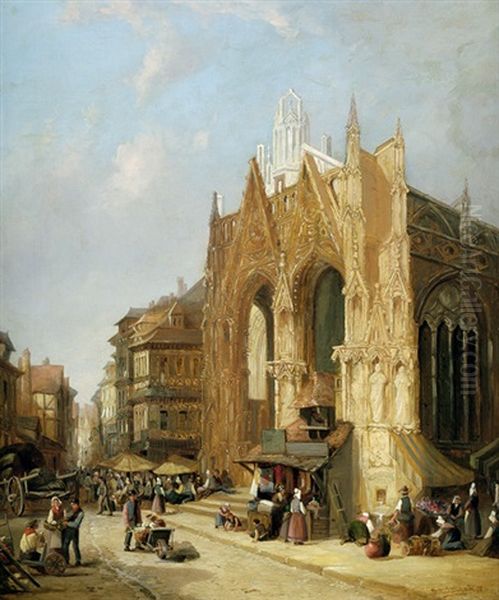 Die Kirche S. Mallon In Rouen Oil Painting by John Cheltenham Wake