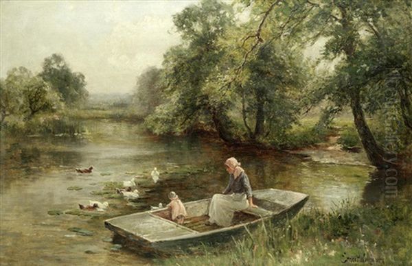 Feeding The Ducks Oil Painting by Ernest Walbourn