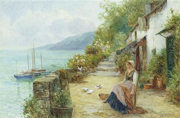 A Devonshire Fisherman's Daughter Oil Painting by Ernest Walbourn