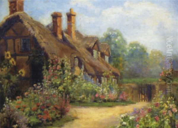 Cottage Garden Oil Painting by Eva Walbourn