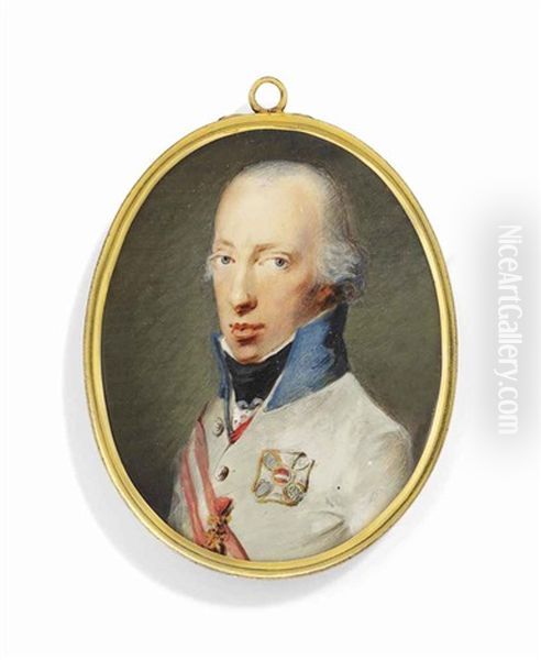 Charles (1771-1847), Archduke Of Austria And Duke Of Teschen, In White Uniform Oil Painting by Johann Walch