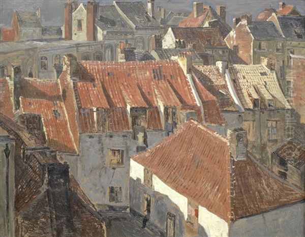 Vieux Bruxelles, La Rue Des Denrees Oil Painting by Gustave Walckiers