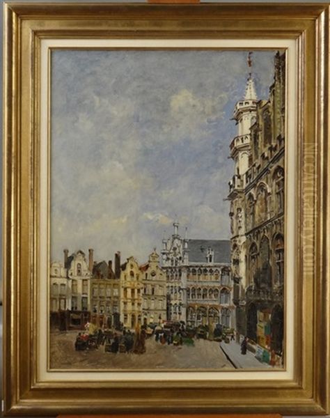 Grand Place De Bruxelles Oil Painting by Gustave Walckiers