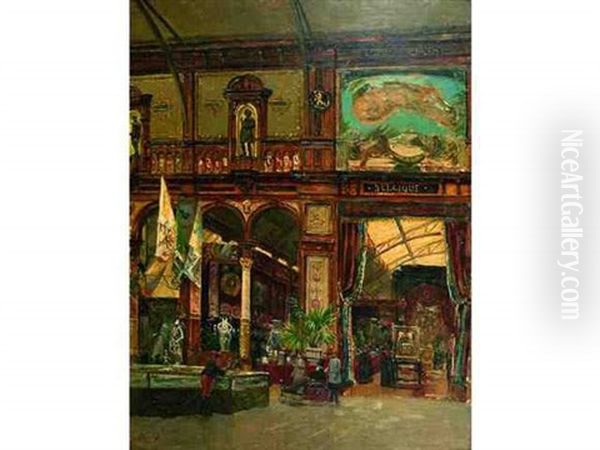 La Belgique Au Pavillon De L'exposition Universelle De 1889 Oil Painting by Gustave Walckiers