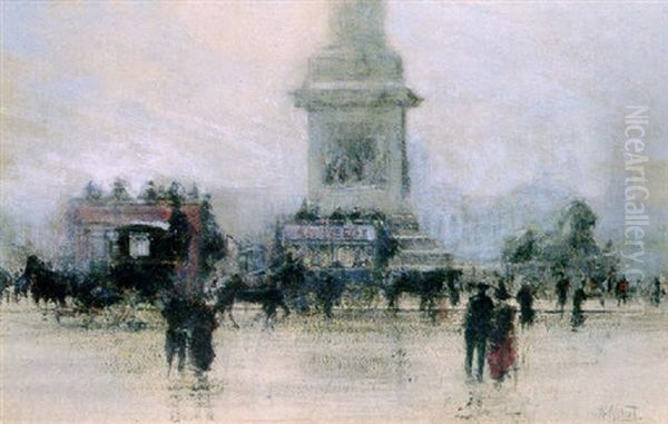 Trafalgar Square, London Oil Painting by William Walcot