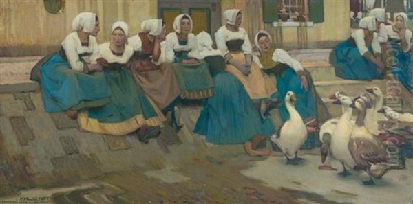 The Gossips Oil Painting by Harry Mills Walcott