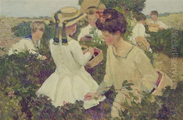 Berry Picking Oil Painting by Harry Mills Walcott