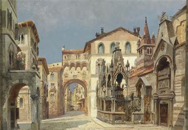 Die Scagliergraber In Verona Oil Painting by Antonio, Anton Brioschi