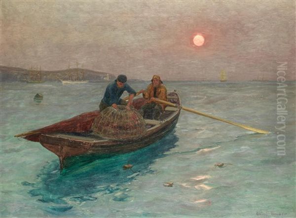 Checking Crab Pots, Falmouth by Lionel Walden