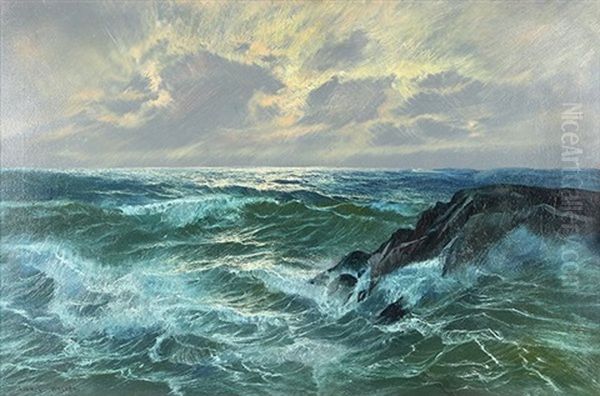 Waves At Dusk Oil Painting by Lionel Walden