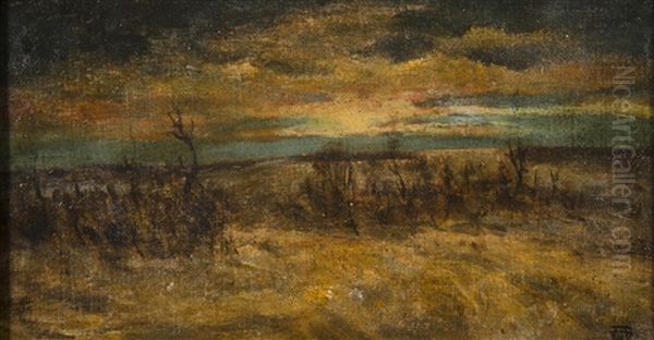 Landscape At Sunset Oil Painting by Anton Waldhauser