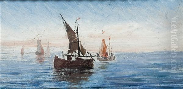 Sailboat At Sea Oil Painting by Anton Waldhauser