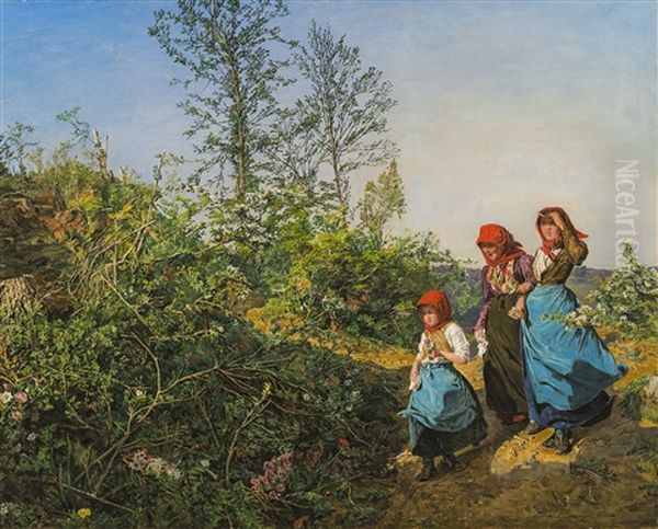 Jesusknabe Mit Bluten (passionskind) Oil Painting by Ferdinand Georg Waldmueller