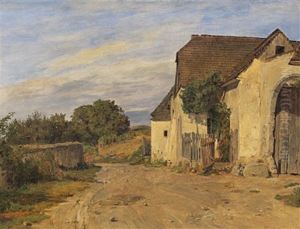 Landweg Mit Altem Bauerngehoft by Ferdinand Georg Waldmueller