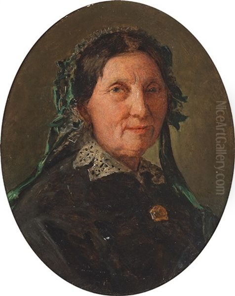 An Old Woman In A Lace Collar And With A Gold Brooch Oil Painting by Ferdinand Georg Waldmueller