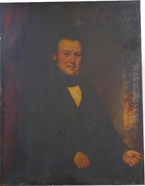 Portrait Of A Gentleman ( Collab. W/ William Jewett) Oil Painting by Samuel Lovett Waldo