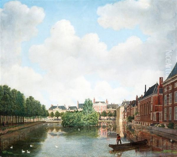 Gezicht Op De Hofvijver, Den Haag Oil Painting by Antonie Waldorp