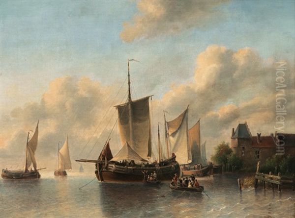 Ships In A Harbour by Antonie Waldorp