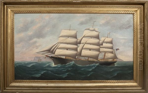 The American Clipper Ship Glory Of The Seas Off The South Stack Anglessey Oil Painting by Charles J. Waldron