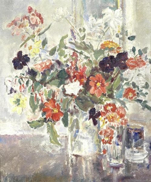 Still Life Of A Mixed Bouquet Oil Painting by Dame Ethel Walker