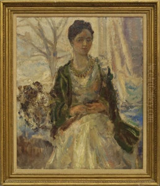 Portrait Of A Lady, Seated Three-quarter Length In An Interior By A Window Oil Painting by Dame Ethel Walker