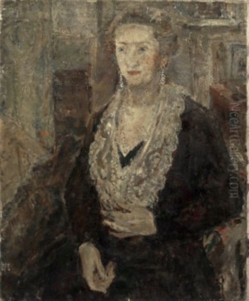 Old Woman In Black Oil Painting by Dame Ethel Walker