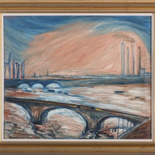 Dawn, Wandsworth Bridge, London Oil Painting by Dame Ethel Walker