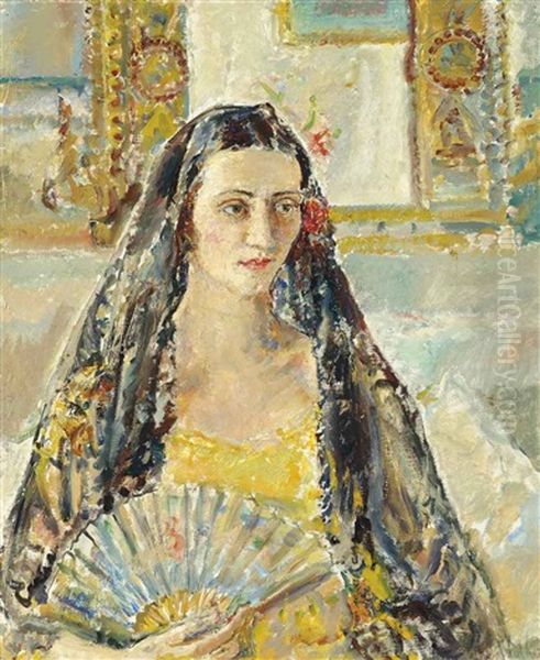 Lady With A Fan by Dame Ethel Walker