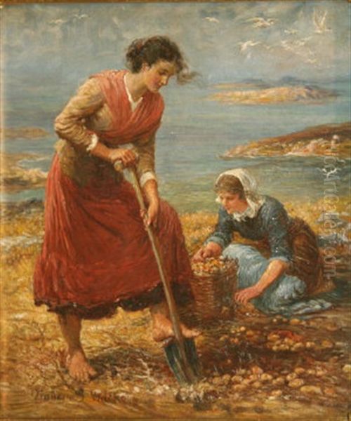 A Woman's Task Oil Painting by Francis S. Walker