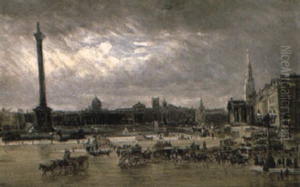 Trafalgar Square Oil Painting by Francis S. Walker