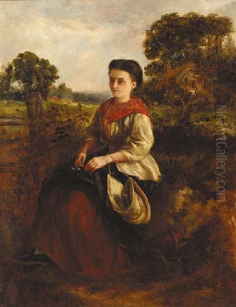 A Country Beauty Oil Painting by Frederic Walker