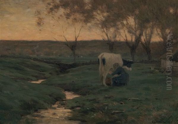 Milking Time Oil Painting by Horatio Walker