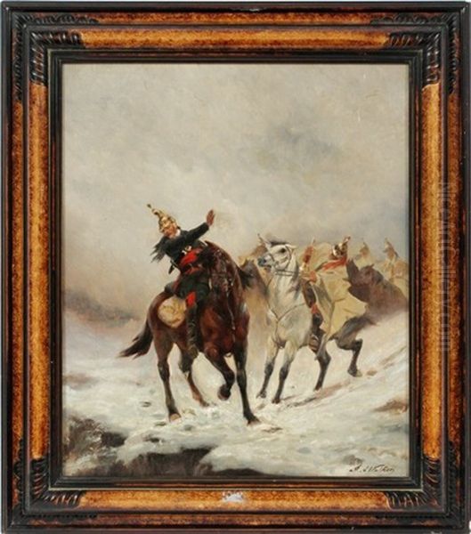 French Dragoon Fighting Oil Painting by James Alexander Walker