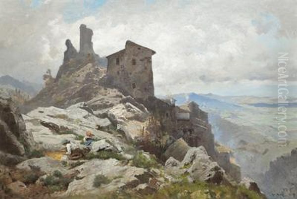 Italian Landscape Oil Painting by Othmar Brioschi