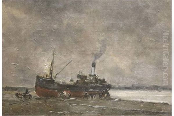 Shipping Scene Oil Painting by John Crampton Walker